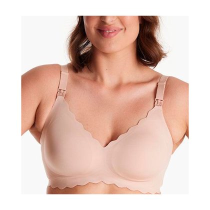 Бесшовный бюстгальтер для кормления Momcozy с резной окантовкой L бежевый