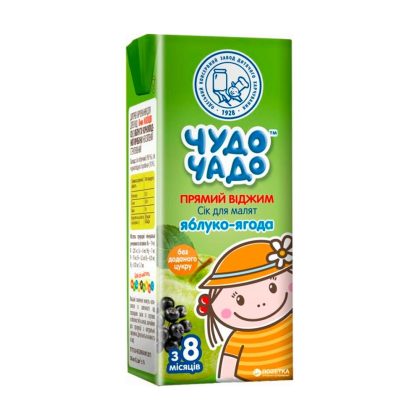 Сок Чудо-чадо яблочно-ягодный прямого отжима 200мл