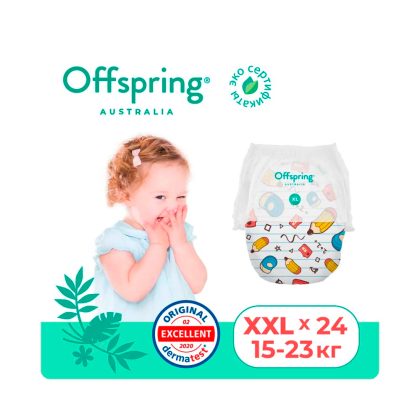 Offspring трусики-подгузники, XXL 15-23 кг. 24 шт. расцветка Карандаши