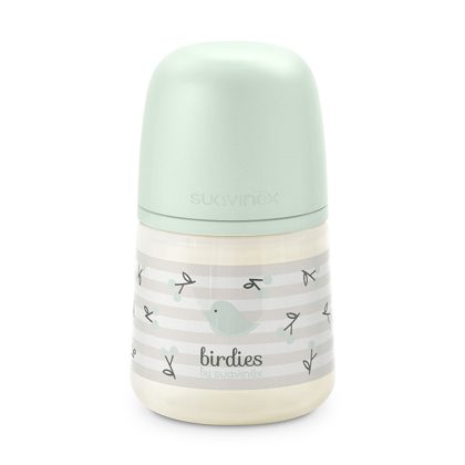 Бутылочка пластиковая Suavinex Birdies 0м+ 150мл зеленая