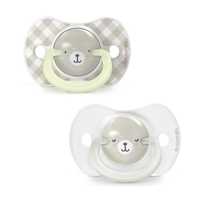 Пустышка ночная Suavinex Wild 6-18м 2шт бежевая