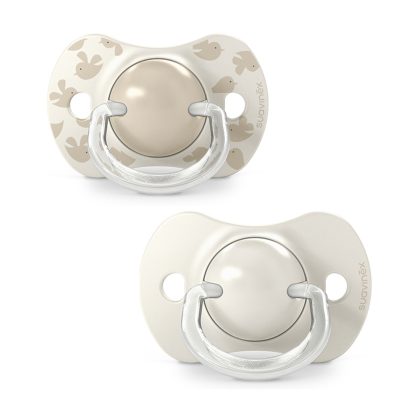 Пустышка Suavinex Birdies 6-18м 2шт бежевая