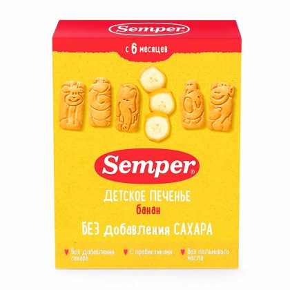Печенье Semper банан 6м+ 125 гр