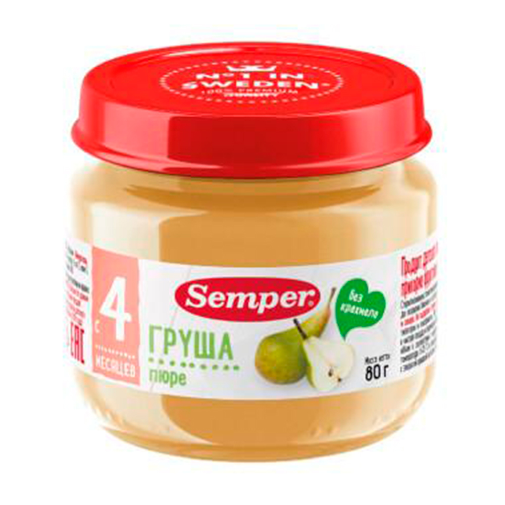 Пюре Semper груша 4м+ 80 гр