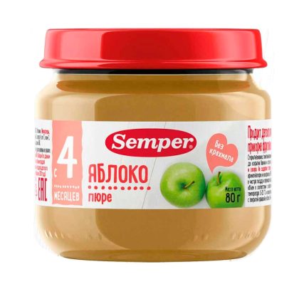Пюре Semper яблоко 4м+ 80 гр