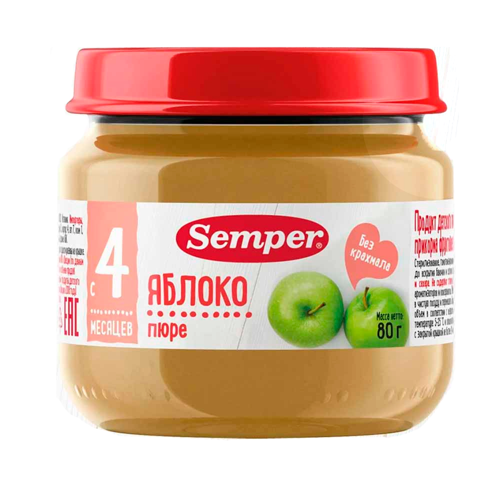 Пюре Semper яблоко 4м+ 80 гр