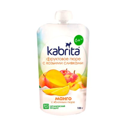 Kabrita® Фруктовое пюре с козьими сливками  Манго с яблочным пюре