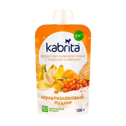 Kabrita® фруктово-злаковое пюре с козьими сливками «Мультизлаковый пудинг» для детей с 6 мес