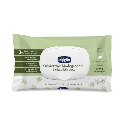 Влажные салфетки для детей Chicco биоразлагаемые, 60 шт.