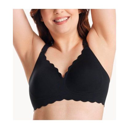Бесшовный бюстгальтер для кормления Momcozy с резной окантовкой M черный