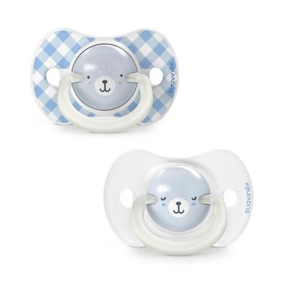 Пустышка ночная Suavinex Wild 0-6м 2шт голубая