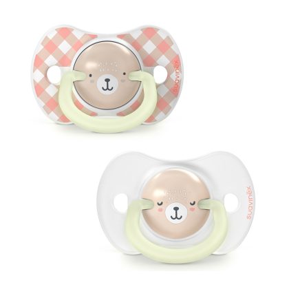 Пустышка ночная Suavinex Wild 0-6м 2шт розовая