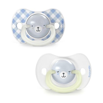Пустышка ночная Suavinex Wild 6-18м 2шт голубая