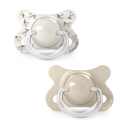 Пустышка Suavinex Birdies -2-2м+ 2шт бежевая