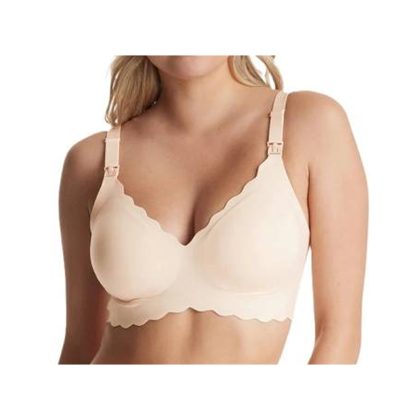 Бесшовный бюстгальтер для кормления Momcozy с резной окантовкой размер S бежевый