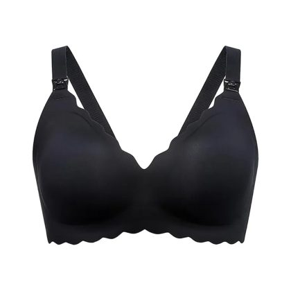 Бесшовный бюстгальтер для кормления Momcozy с резной окантовкой размер L черный