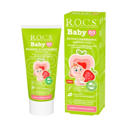Зубная паста R.O.C.S. Baby Нежный уход яблоко-клубника 0-36м 45 гр