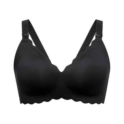 Бесшовный бюстгальтер для кормления Momcozy с резной окантовкой размер L черный