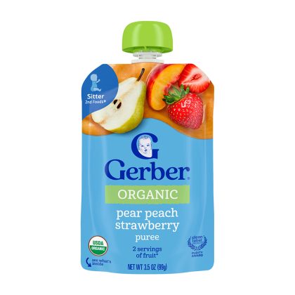 Детское пюре из груш, персиков, клубники, Gerber, 99 г