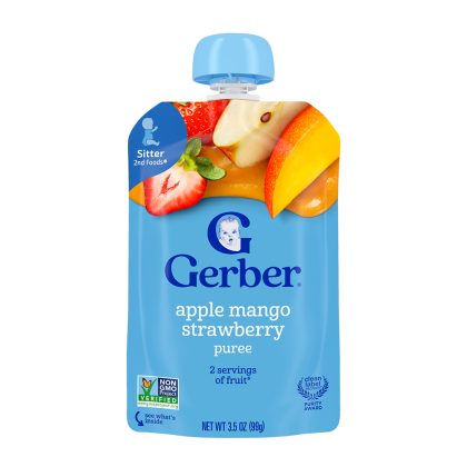 Детское пюре из яблок, манго и клубники Gerber, для малышей, умеющих ходить 99 г