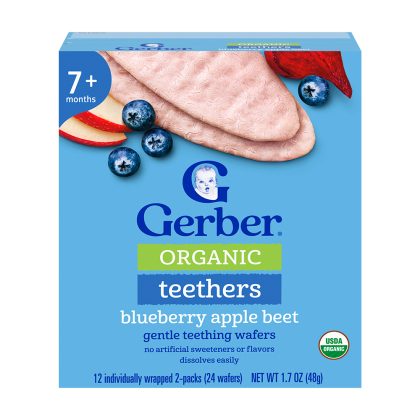Вафли Gerber Organic черника яблоко свекла 7м+ 48 гр