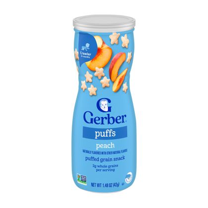 Снеки Gerber Organic Puffs персик 8м+ 42 гр