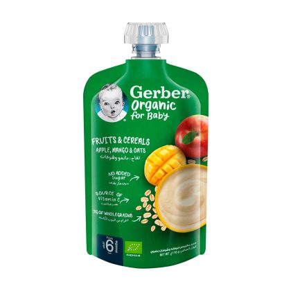 Пюре Gerber Organic яблоко манго овсянка 6м+ 110 гр
