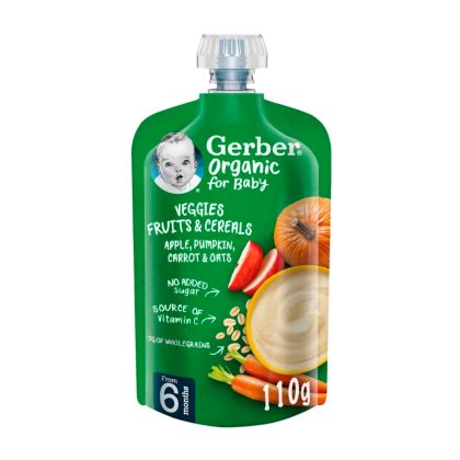 Пюре Gerber Organic яблоко тыква морковь овсянка 6м+ 110 гр
