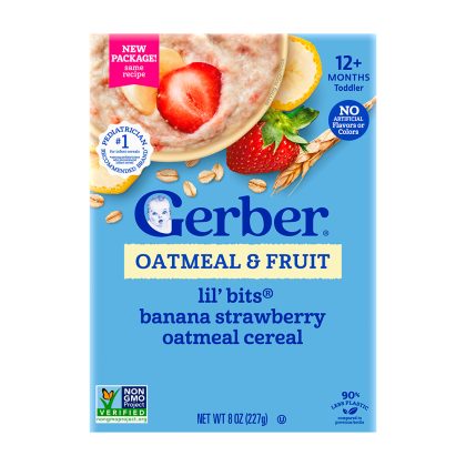 Каша Gerber овсяная с кусочками банана и клубники 12м+ 227 гр
