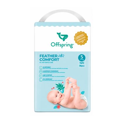 Подгузники ультратонкие Offspring Комфорт, S 3-6 кг. 56 шт. Воздушная коллекция