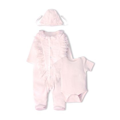 Комплект слип/боди/шапочка (Pretty Girl) BEBETTO Девочки Розовый 0-3M/62CM