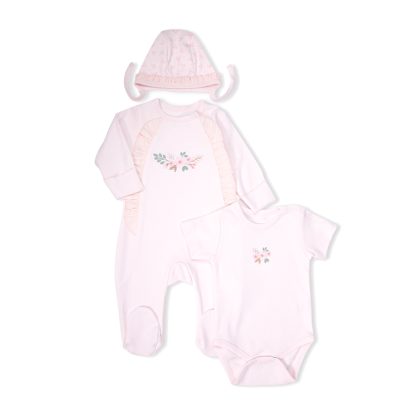 Комплект слип/боди/шапочка (Cute Girl) BEBETTO Девочки Розовый 0-3M/62CM