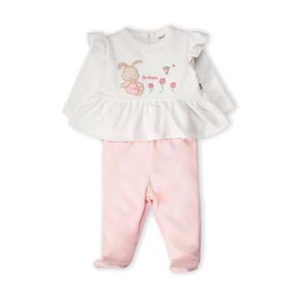 Комплект кофта/ползунки (Happy Bunny) BEBETTO Девочки Розовый 3-6M/68CM