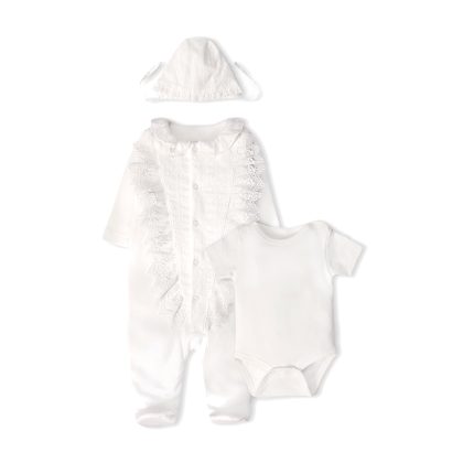 Комплект слип/боди/шапочка (Pretty Girl) BEBETTO Девочки Молочный 0-3M/62CM
