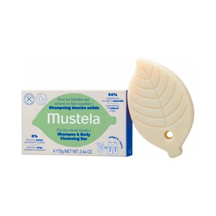 Твёрдый шампунь для волос и тела Mustela 36м+ 75 гр
