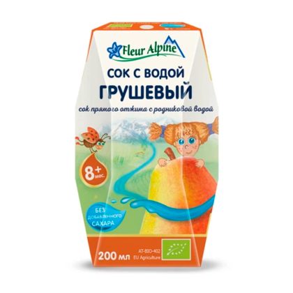 Флёр Альпин - сок с водой грушевый. 8 мес.. 200/24
