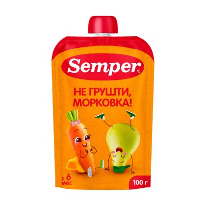 Фруктово-овощное пюре Semper Яблоко Груша Морковь Тыква 100гр
